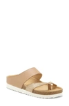 Lucky Brand Harribel Slide Sandal In Pale Gold/ Stone Leather