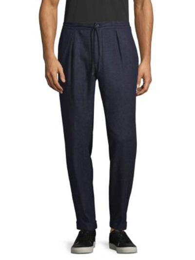 Larusmiani Textured Wool, Silk & Cashmere-blend Pants In Navy