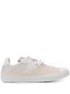 Maison Margiela Multicolor Leather And Canvas Evolution Sneakers In Panna+bianco