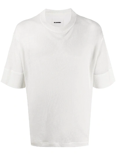 Jil Sander T-shirt In White Cotton And Linen