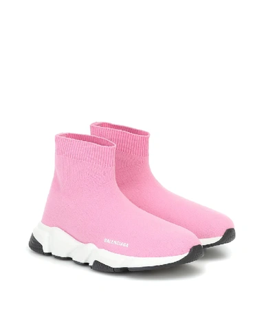 Balenciaga Kids' Speed Knit Slip-on Sneakers In Pink