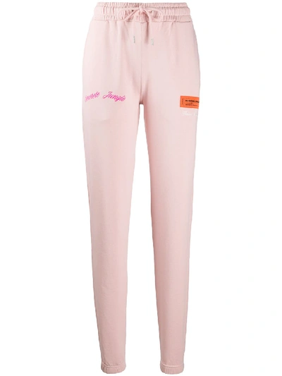 Heron Preston Cotton Sweatpants W/ Patches In Pink