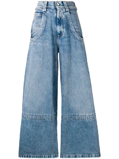 Maison Margiela Diane Keaton Wide Leg Cotton Denim Jeans In Blue