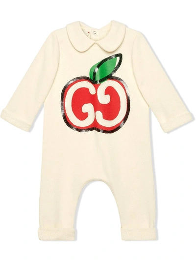 Gucci Babies' Cotton Sweat Romper W/ Embroidery In White