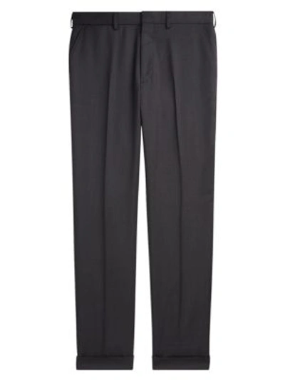 Ralph Lauren Greg Flat-front Wool Trousers In Charcoal