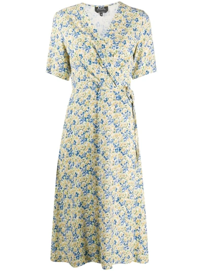 Apc Mathilda Midi-dress In Dab Jaune Clair