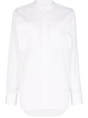 Helmut Lang Collarless Cotton Shirt In White