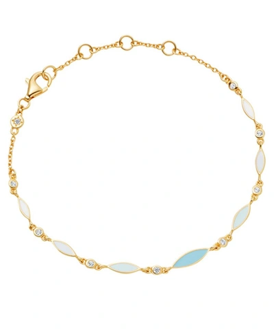 Astley Clarke Gold Plated Vermeil Silver Paloma Petal White Sapphire And Enamel Bracelet