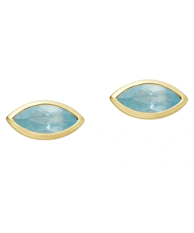Astley Clarke Gold Plated Vermeil Silver Paloma Petal Aqua Quartz Stud Earrings
