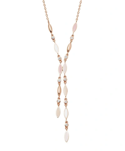 Astley Clarke Rose Gold Plated Vermeil Silver Paloma Petal White Sapphire And Enamel Pendant Necklace