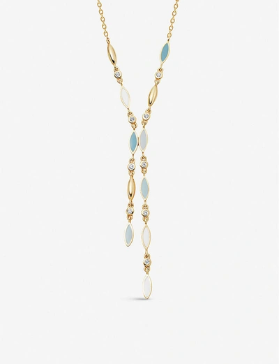 Astley Clarke Gold Plated Vermeil Silver Paloma Petal White Sapphire And Enamel Pendant Necklace