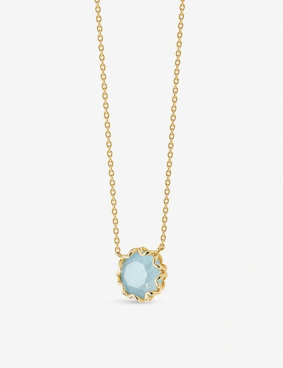 Astley Clarke Gold Plated Vermeil Silver Paloma Aqua Quartz Pendant Necklace In Yellow Gold/blue