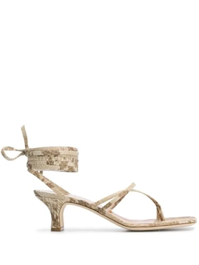 Paris Texas Snake-effect Print 45mm Sandals In Beige,brown