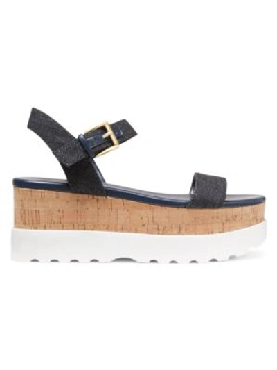 Michael Kors Marlon Denim Cork Flatform Sandals In Dark Denim