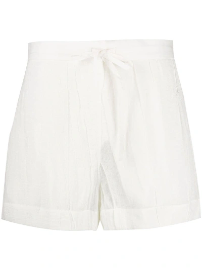 Jil Sander Pyjama Shorts In White Cotton And Linen