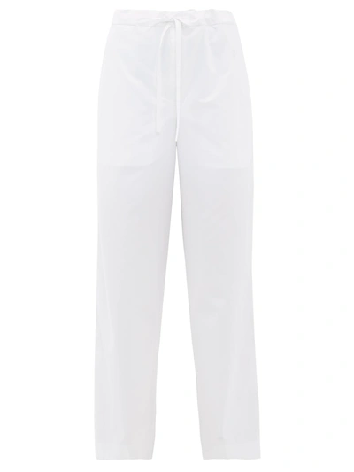 Jil Sander Pyjama Trousers In White Cotton And Linen