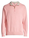 Peter Millar Men's Crown Zip-neck Pullover In Palmer Pink