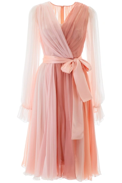 Dolce & Gabbana Chiffon Shaded Dress In Pink