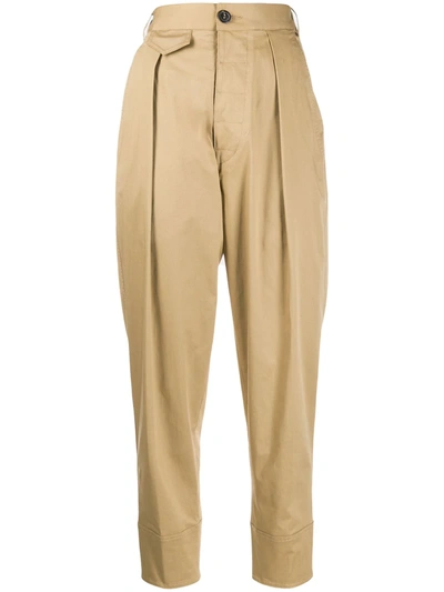 Dsquared2 High-waisted Cropped Trousers In Neutrals