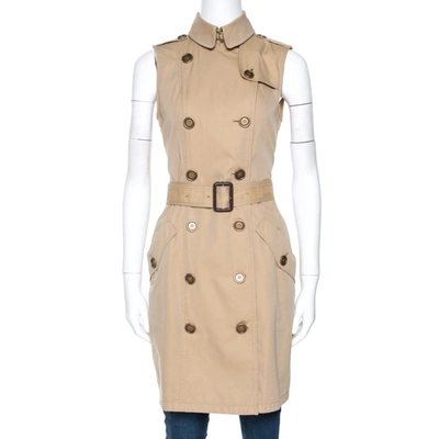 Pre-owned Burberry Brit Beige Cotton Sleeveless Trench Coat S