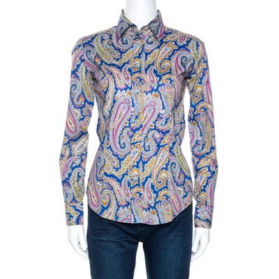 Pre-owned Etro Multicolor Paisley Print Stretch Cotton Shirt S