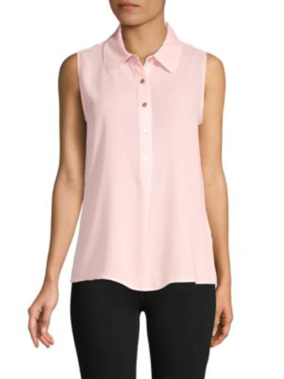Tommy Hilfiger Striped Sleeveless Polo In Ballet Pink
