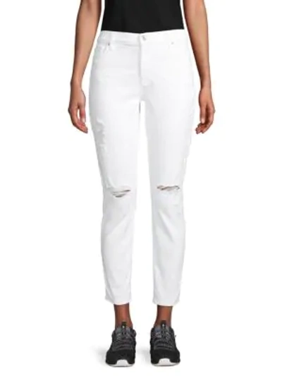 7 For All Mankind Women's Josefina Destruction Cropped Jeans In White