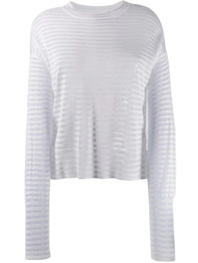 Rta Striped Crewneck Sweater In White