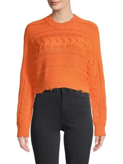 Rta Cable-knit Cotton Cropped Sweater In Melon