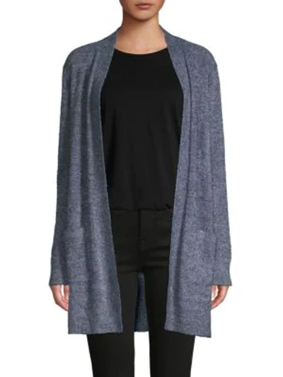 Matty M Textured Open-front Cardigan In Heather Blue