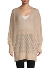 Free People V-neck Balloon-sleeve Sweater In Taupe