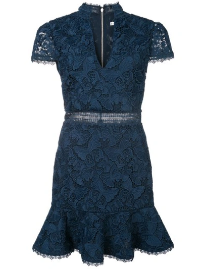Alice And Olivia Butterfly Lace Mini Dress In Blue