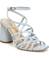 Sam Edelman Daffodil Ankle-wrap Croc-embossed Leather Sandals In Cloud Blue