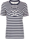 Tory Burch Stripe Cotton Jersey Logo T-shirt In Blue,white
