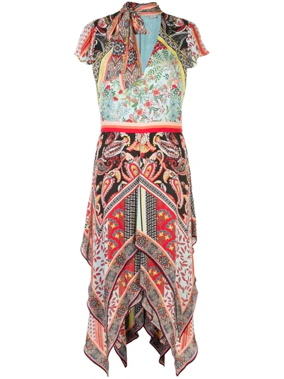 Alice And Olivia Tamara Floral & Paisley Tiered Handkerchief Sheath Dress In Paloma/multi