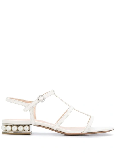 Nicholas Kirkwood Croco Embossed Casati Strap Sandal In White