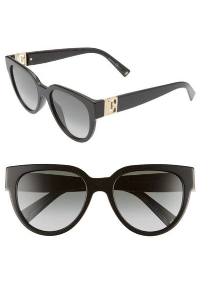 Givenchy Round Acetate Sunglasses W/ Cutout Metal Logo In Black/ Black