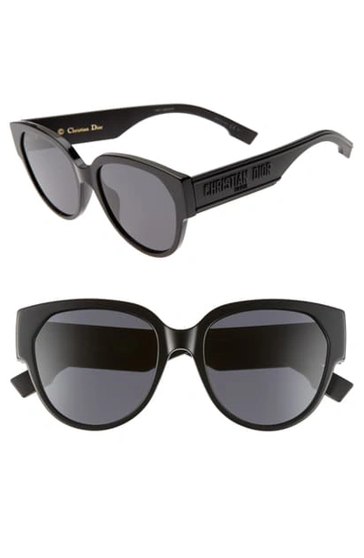 Dior Id2 Round Acetate Sunglasses W/ Logo Arms In Black/ Grey