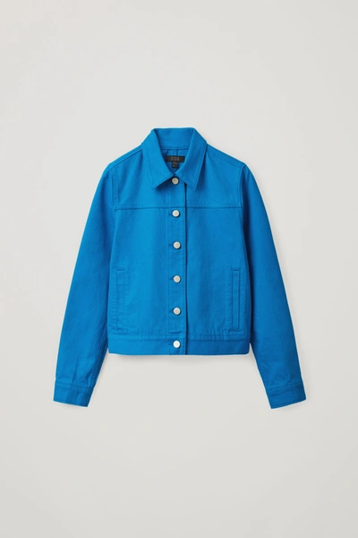 Cos Cropped Denim Jacket In Blue