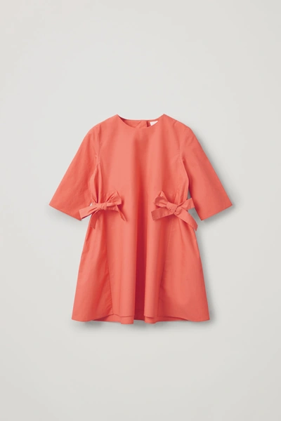 Cos Kids' Cotton Dress With Bows In Orange