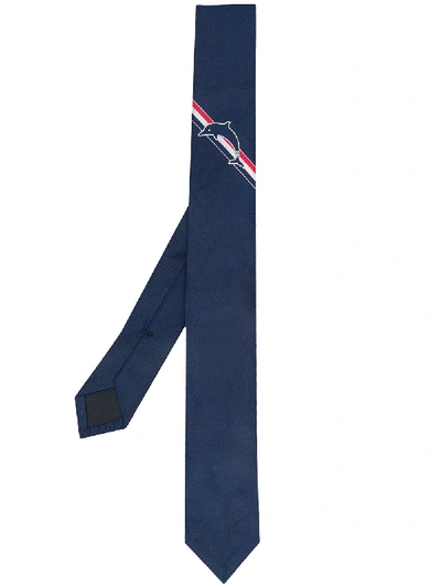 Thom Browne Rwb Dolphin Icon Jacquard Tie In Blue