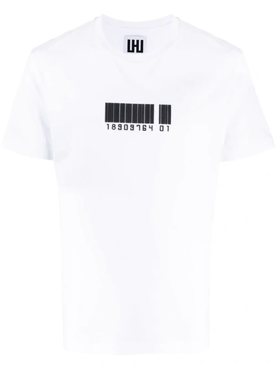 Les Hommes Urban Barcode Print T-shirt In White