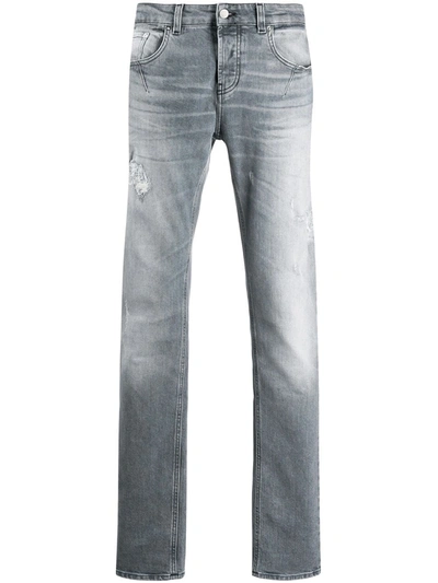 Les Hommes Urban Low Rise Stonewashed Jeans In Grey
