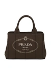 Prada Logo-print Tote In Brown