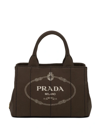 Prada Logo-print Tote In Brown