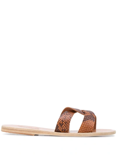 Ancient Greek Sandals Snakeskin-effect Flat Sandals In Neutrals