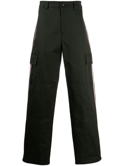Valentino Side Stripes Straight Trousers In Green