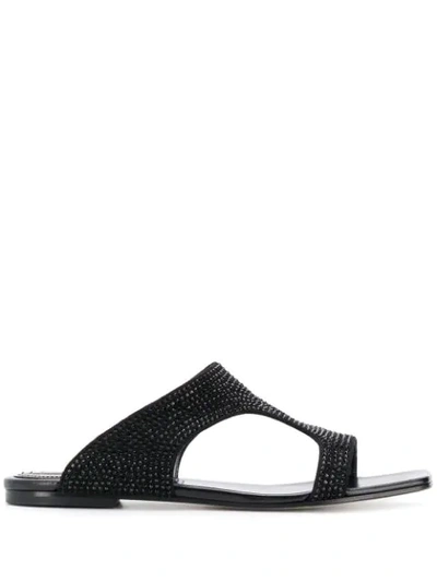 Emilio Pucci Embellished Flat Sandals In Black