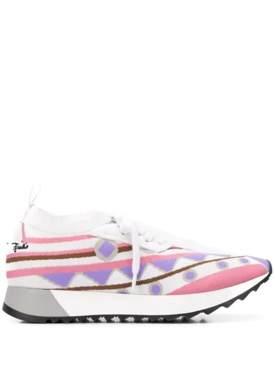 Emilio Pucci Intarsia-knit Low-top Sneakers In White