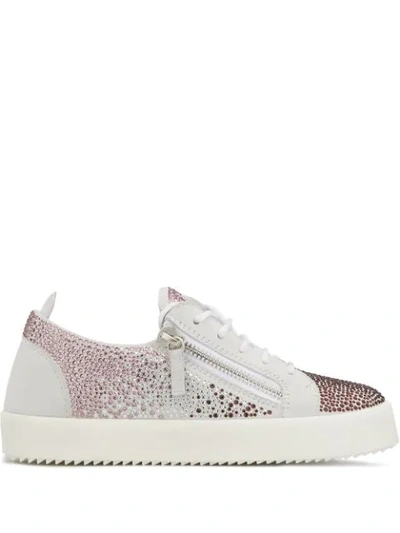 Giuseppe Zanotti Crystal-embellished Sneakers In White